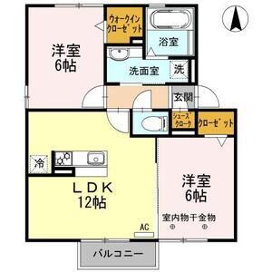 カピオン門間(2LDK/2階)の間取り写真