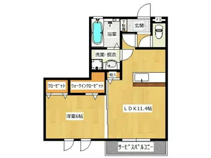 ヒルズ堀割(1LDK/2階)の間取り写真