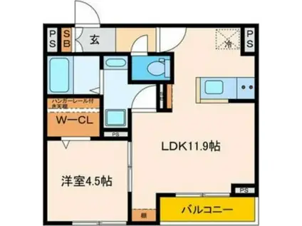 パセオプラシード連坊(1LDK/2階)の間取り写真