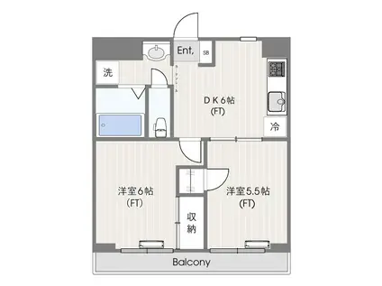 メープル中原(2DK/4階)の間取り写真