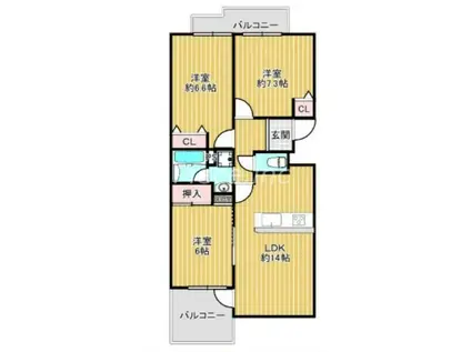 リーベスト千林清水(2LDK/2階)の間取り写真