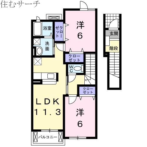 グランプレーヌA(2LDK/2階)の間取り写真