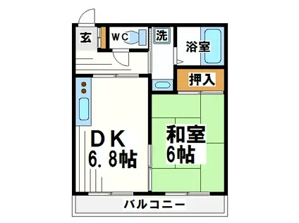 第2カネマツコーポ(1DK/2階)の間取り写真