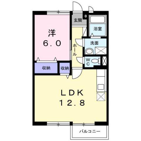 エルディムユートピアC(1LDK/2階)の間取り写真