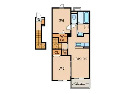 モリオン(2LDK/2階)の間取り写真