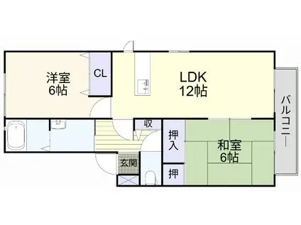 ライト・タウン C棟(2LDK/2階)の間取り写真