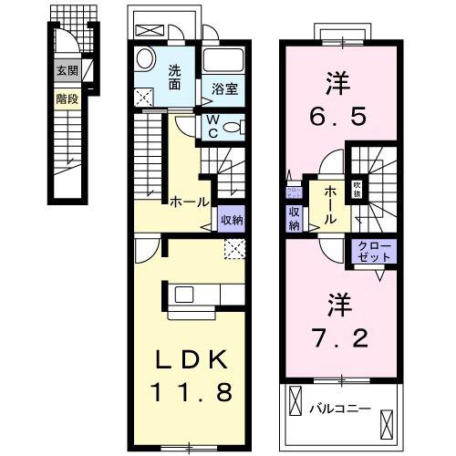 CELESTINO(2LDK/2階)の間取り写真