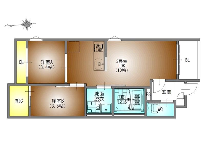 REGALEST名古屋駅前(2LDK/2階)の間取り写真