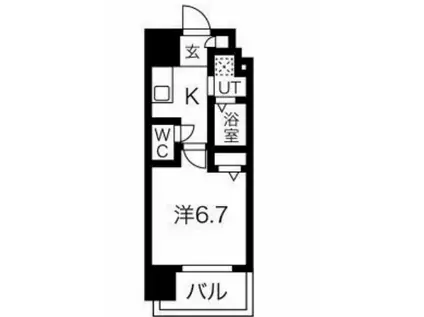 エグゼ難波西IV(1K/7階)の間取り写真