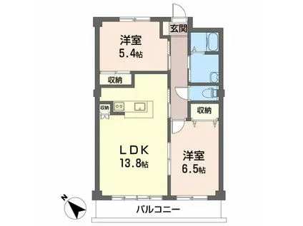 ブルースカイマンション(2LDK/1階)の間取り写真