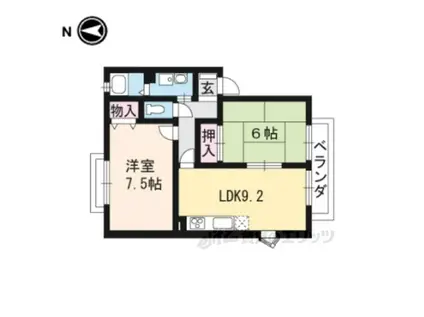 サンガーデン荒巻(2LDK/1階)の間取り写真