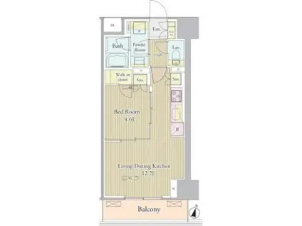ヴェルデュール高田馬場(1LDK/4階)の間取り写真