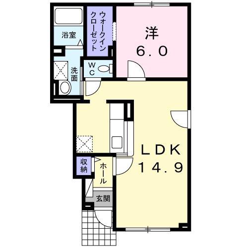 B・Bグレイス(1LDK/1階)の間取り写真