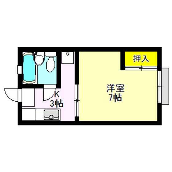 コアシティII(1K/2階)の間取り写真