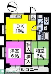 コーポのなか(2LDK/3階)の間取り写真