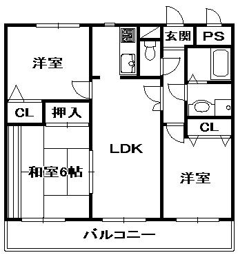 ユーロメゾン伊丹(3LDK/4階)の間取り写真