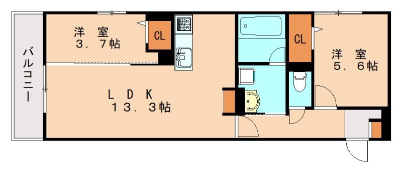 D-ROOM半道橋(2LDK/2階)の間取り写真