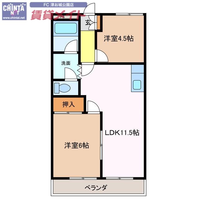 ハイコーポ清風(2LDK/2階)の間取り写真