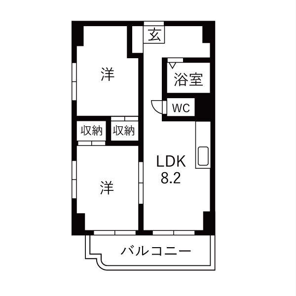 雪月花こうつき(2LDK/5階)の間取り写真