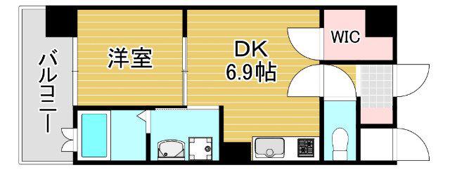 カーサ エンペサール(1DK/9階)の間取り写真