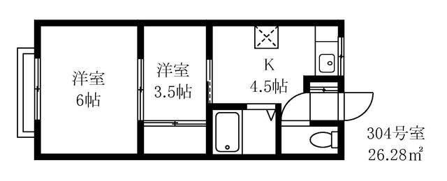 行徳・石田マンション(2K/3階)の間取り写真