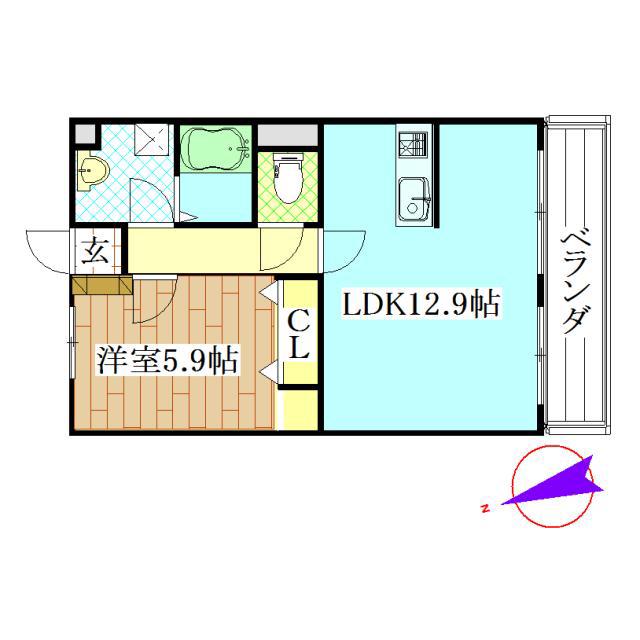 HAPI LIEN 鷹尾の杜(1LDK/3階)の間取り写真
