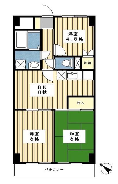 エトワール富士見が丘(3DK/7階)の間取り写真