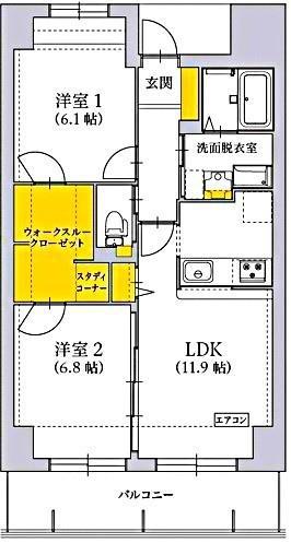 グラン ドガリーゼ(2LDK/2階)の間取り写真