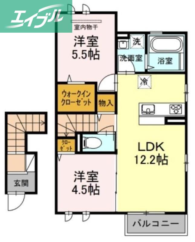 チェーロ セレーナA棟(2LDK/2階)の間取り写真