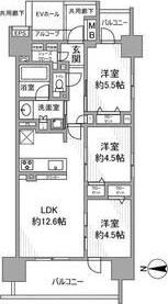 プレサンスロジェ名古屋駅サウス(3LDK/4階)の間取り写真