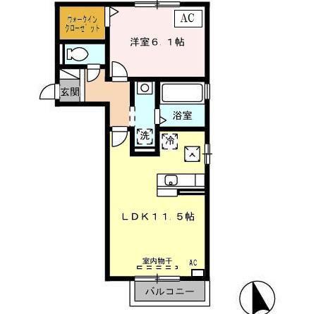 ジークレフ(1LDK/1階)の間取り写真