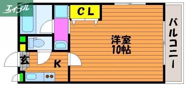 ピアルアーナ東古松(1K/4階)の間取り写真