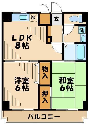 だるま第一ビル(2LDK/1階)の間取り写真