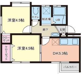 西舞マンション(2DK/1階)の間取り写真