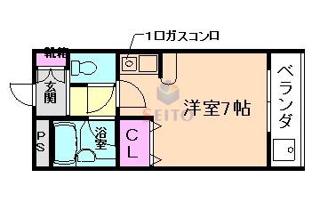 サンライズセカンド(ワンルーム/6階)の間取り写真
