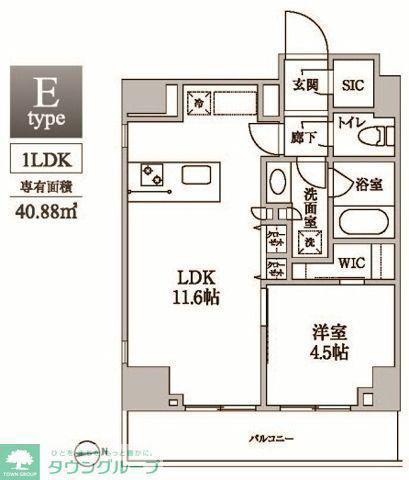レジディア中延II(1LDK/13階)の間取り写真
