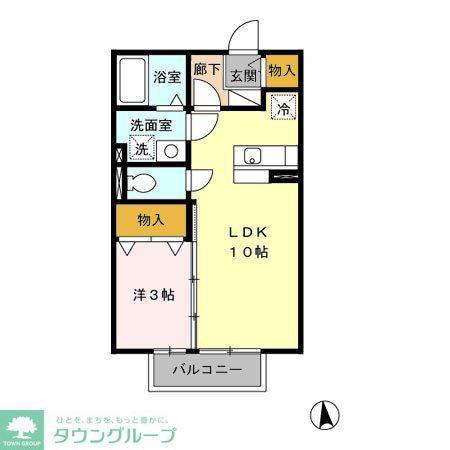 ベルデュール(1LDK/2階)の間取り写真