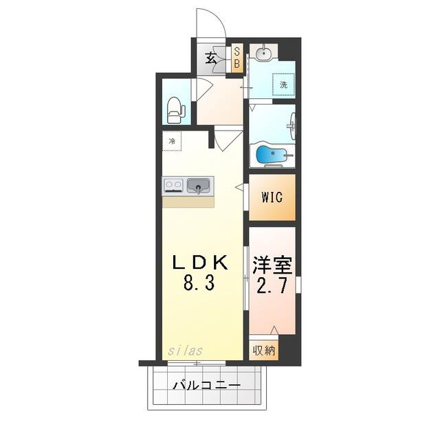 ONLYONE伊丹千僧(1LDK/3階)の間取り写真