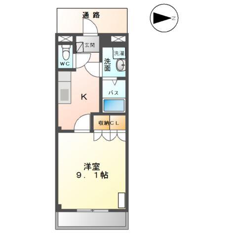 エルヴェ東小向II(1K/1階)の間取り写真