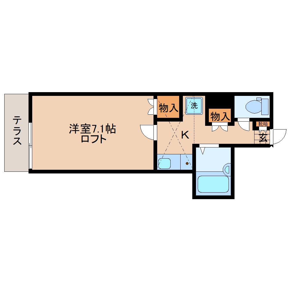 カサブランカ新田2(1K/1階)の間取り写真