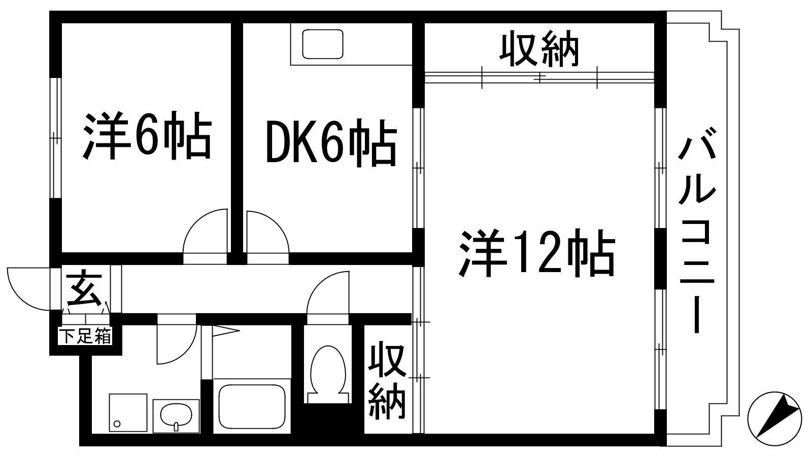 リバティーハイツ(2DK/2階)の間取り写真