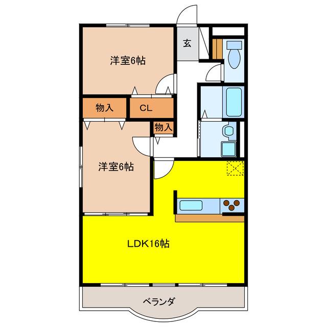 マイノリックM(2LDK/4階)の間取り写真