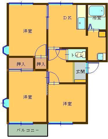 コーポ静(3DK/2階)の間取り写真