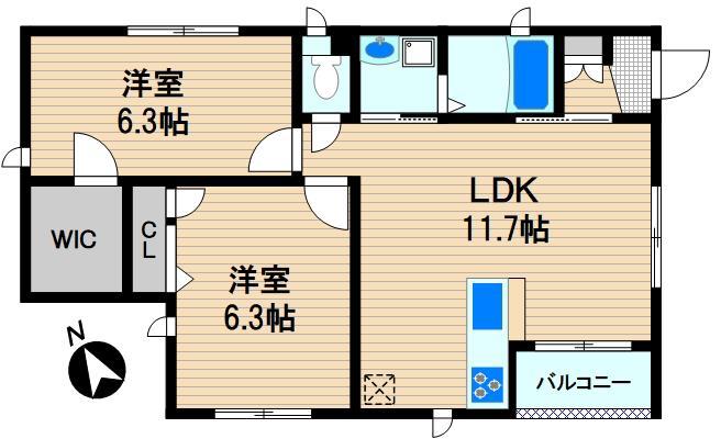 メゾンドール諏訪坂II(2LDK/1階)の間取り写真