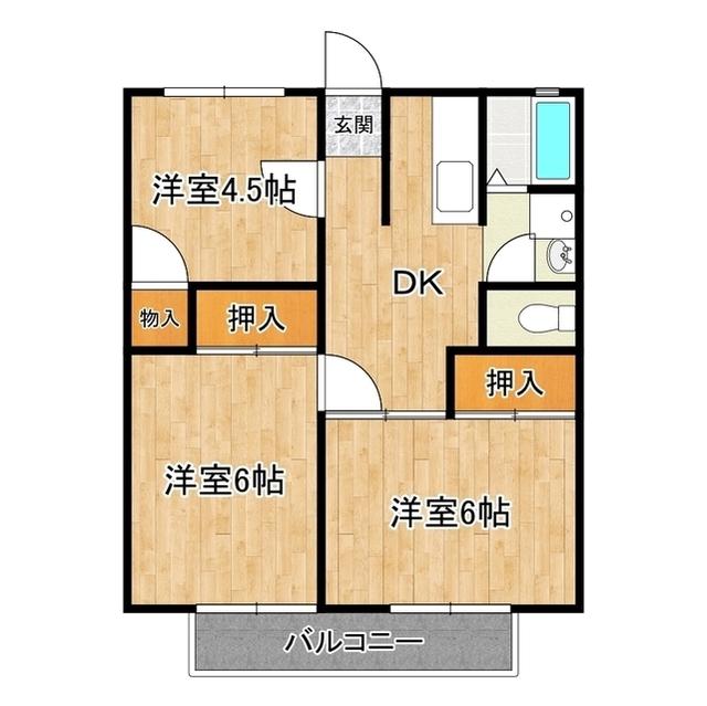 山口ハイツB(3DK/2階)の間取り写真
