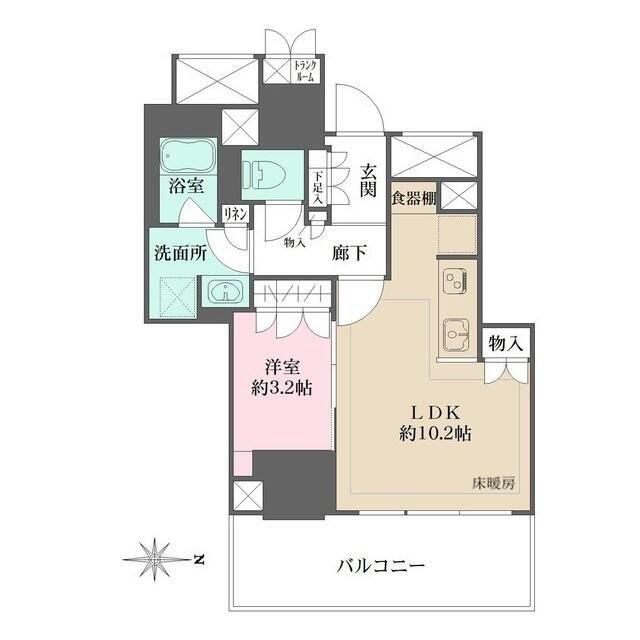 BRILLIA TOWER 池袋 ウエスト(1LDK/3階)の間取り写真
