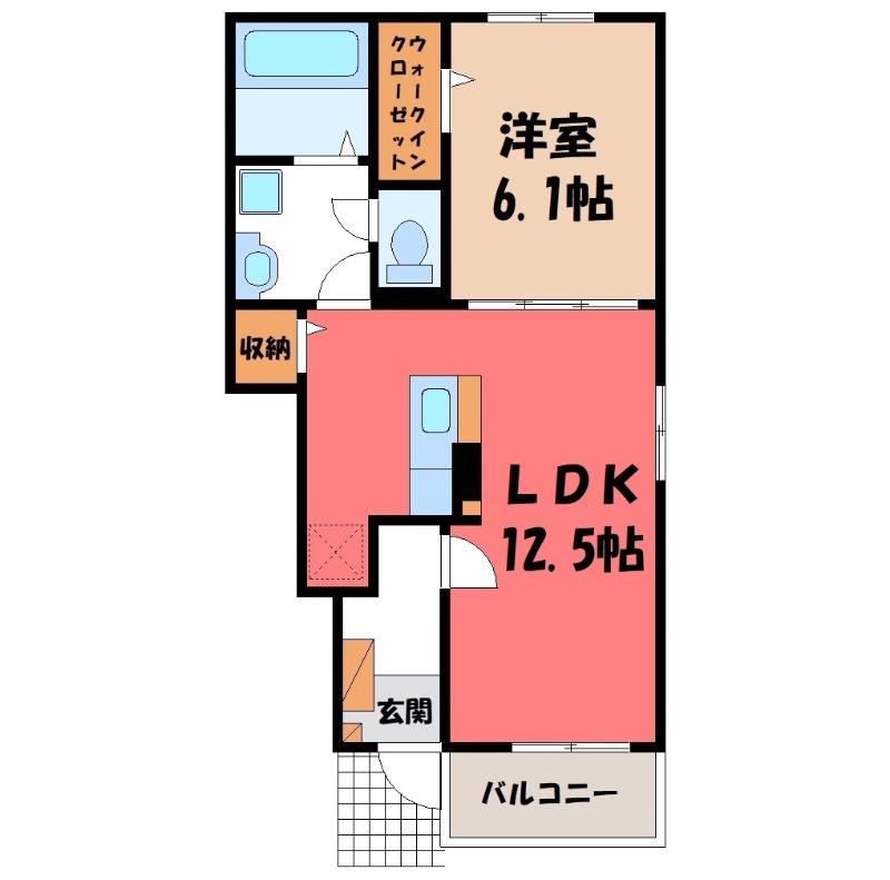 カレント レジデンス 下増田III(1LDK/1階)の間取り写真
