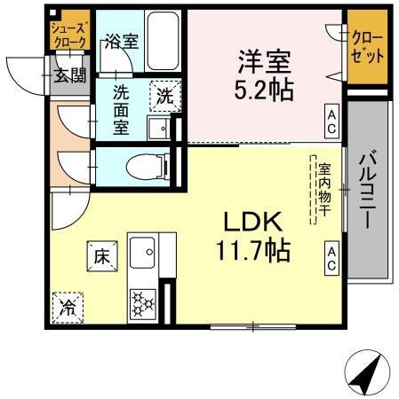 ディールーム豊田(1LDK/1階)の間取り写真