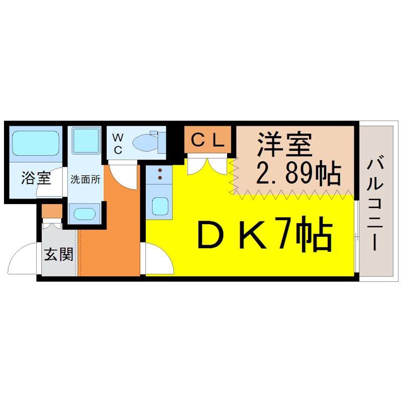 AXIA八熊(1DK/3階)の間取り写真