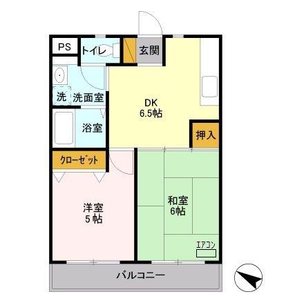 マンションスイ(2DK/1階)の間取り写真